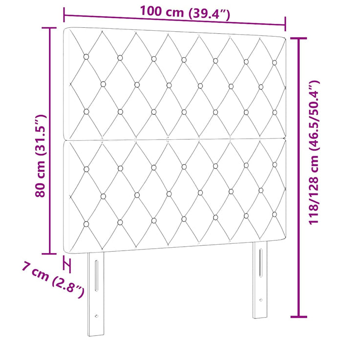Tăblie LED cu benzi LED cu headboard Negru 100 cm Catifea WALTI