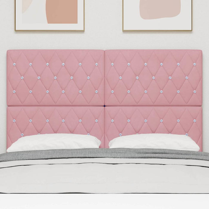 Tăblie LED cu benzi LED cu headboard Manual Roz 144 cm Catifea WALTI