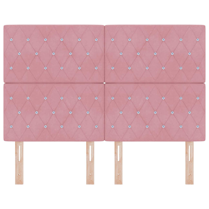 Tăblie LED cu benzi LED cu headboard Manual Roz 144 cm Catifea WALTI