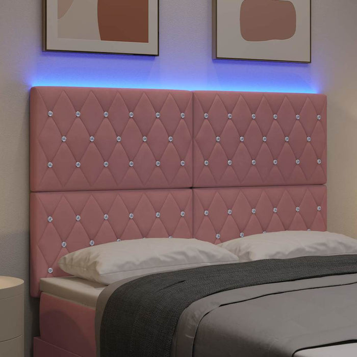 Tăblie LED cu benzi LED cu headboard Manual Roz 160 cm Catifea WALTI