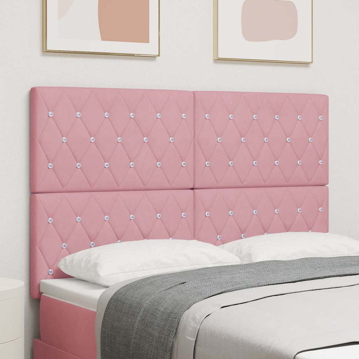 Tăblie LED cu benzi LED cu headboard Manual Roz 160 cm Catifea WALTI