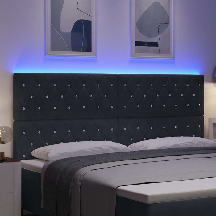 Tăblie LED cu benzi LED cu headboard Gri închis 200 cm Catifea WALTI