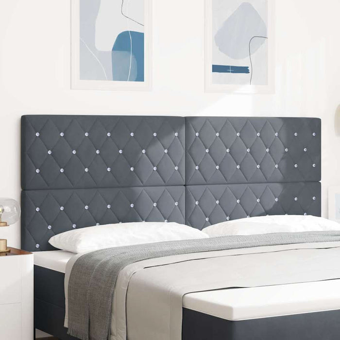 Tăblie LED cu benzi LED cu headboard Gri închis 200 cm Catifea WALTI
