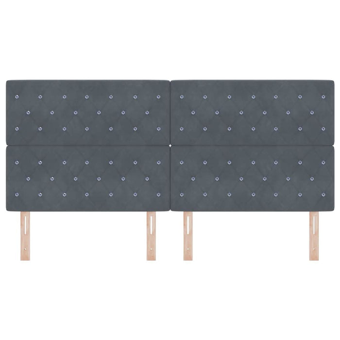Tăblie LED cu benzi LED cu headboard Gri închis 200 cm Catifea WALTI