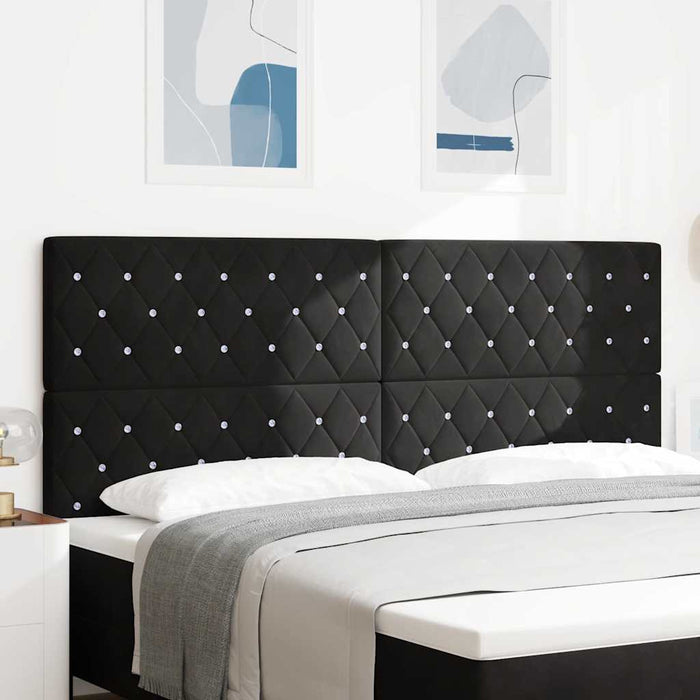 Tăblie LED cu benzi LED cu headboard Negru 200 cm Catifea WALTI