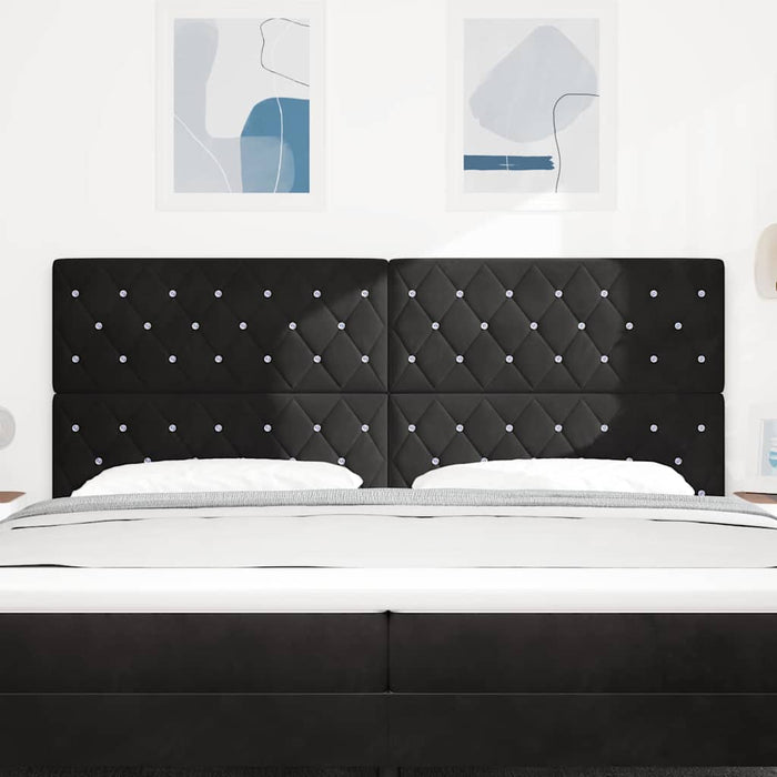 Tăblie LED cu benzi LED cu headboard Negru 200 cm Catifea WALTI