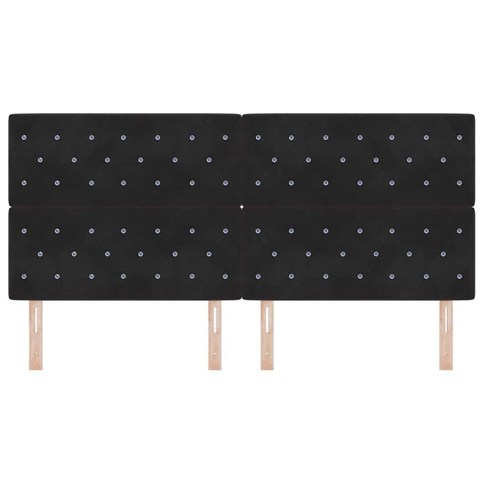 Tăblie LED cu benzi LED cu headboard Negru 200 cm Catifea WALTI