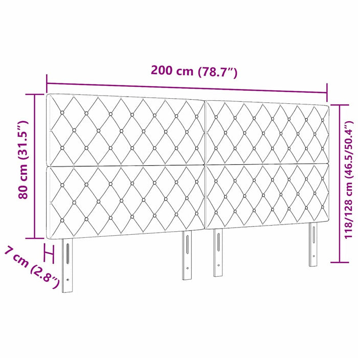 Tăblie LED cu benzi LED cu headboard Negru 200 cm Catifea WALTI