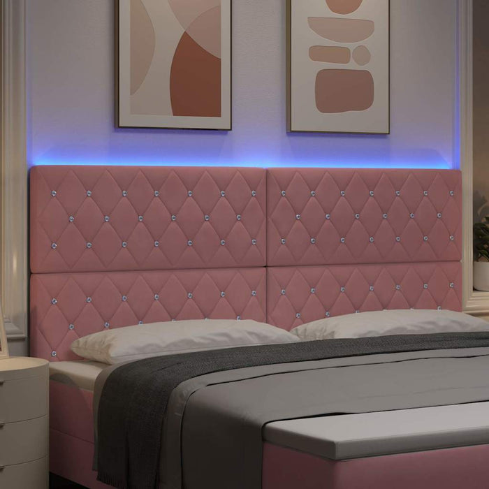 Tăblie LED cu benzi LED cu headboard Manual Roz 200 cm Catifea WALTI