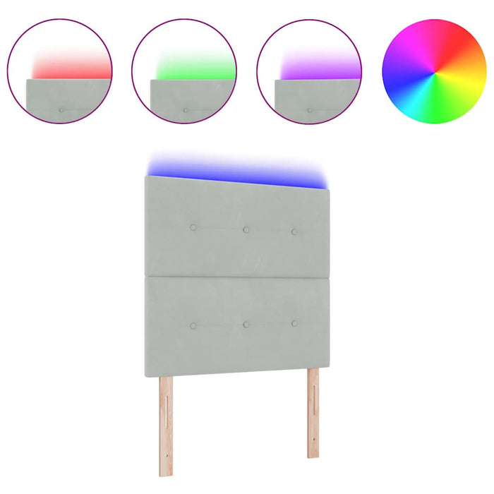 Tăblie cap cu lumini cu bandă LED Gri deschis 80 cm Catifea - WALTI WALTI