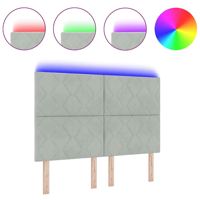 Tăblie LED cu lumini cu bandă LED Gri deschis 144 cm Catifea - WALTI WALTI