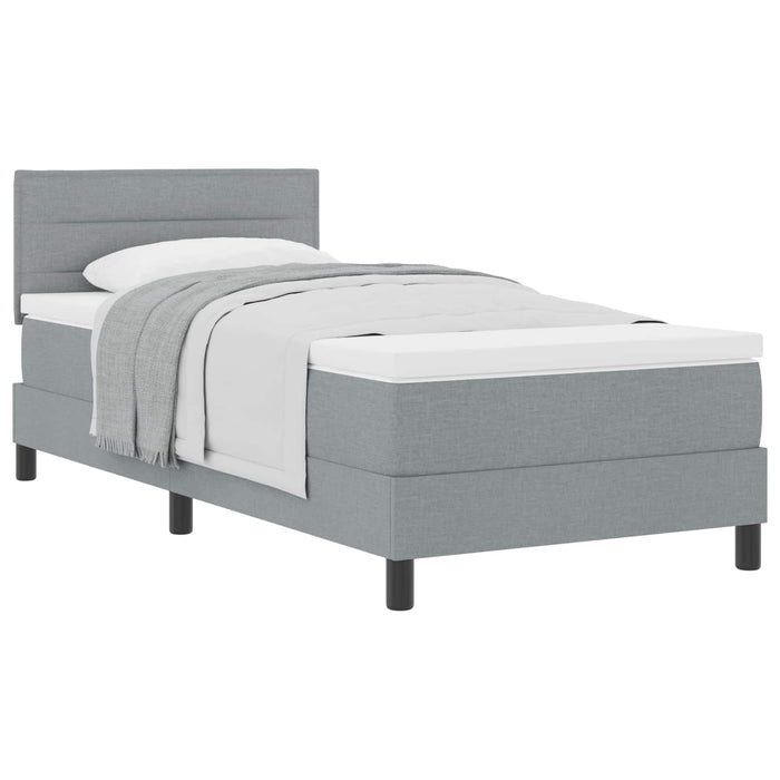 Pat cu arcuri cu headboard Gri deschis 80 x 200 cm țesătură WALTI
