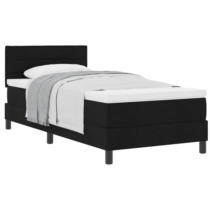 Pat cu arcuri cu headboard Manual Negru 80 x 200 cm țesătură - WALTI WALTI