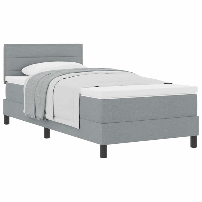 Pat boxspring cu saltea Gri deschis 90 x 190 cm țesătură - WALTI WALTI