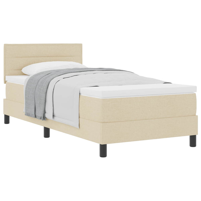 Pat cu arcuri cu saltea cu headboard Crem 90 x 190 cm țesătură - WALTI WALTI