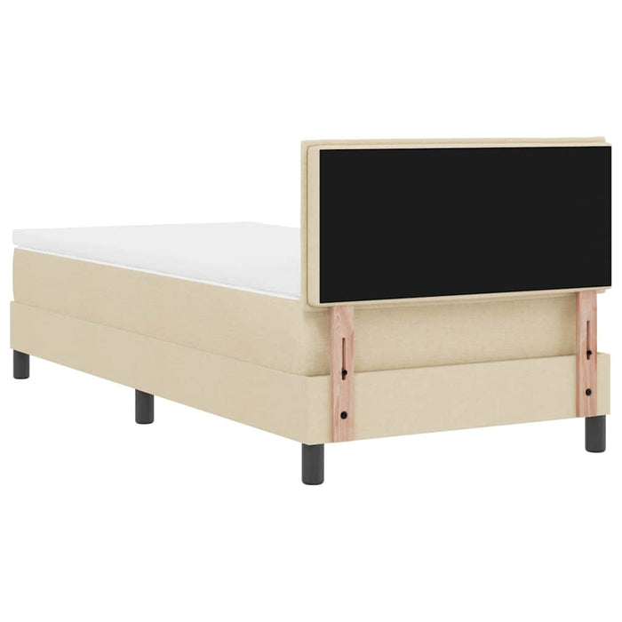 Pat cu arcuri cu saltea cu headboard Crem 90 x 190 cm țesătură - WALTI WALTI