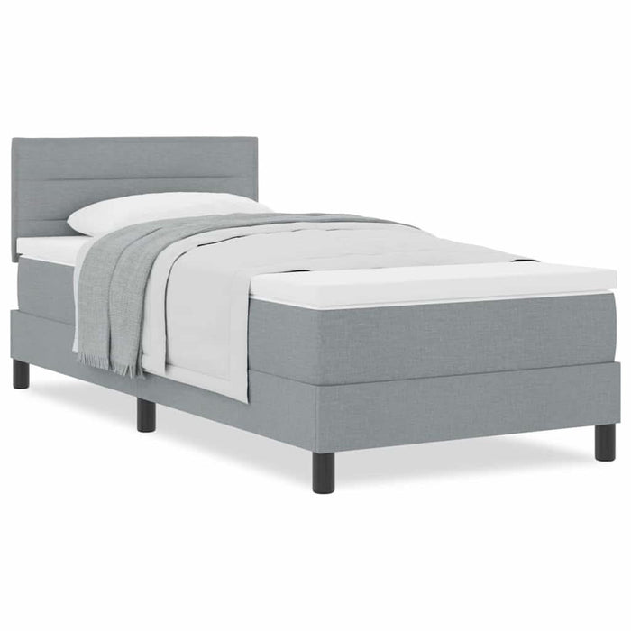 Pat boxspring cu saltea Gri deschis 90 x 200 cm țesătură - WALTI WALTI