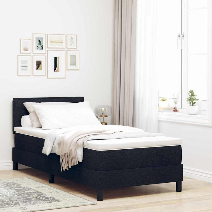 Pat boxspring cu saltea cu saltea Negru 90 x 200 cm țesătură - WALTI WALTI