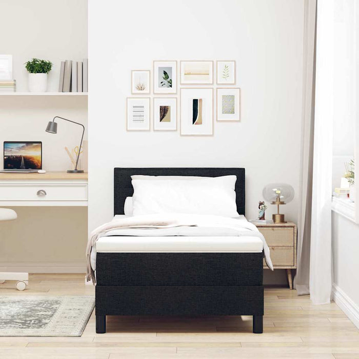 Pat boxspring cu saltea cu saltea Negru 90 x 200 cm țesătură - WALTI WALTI