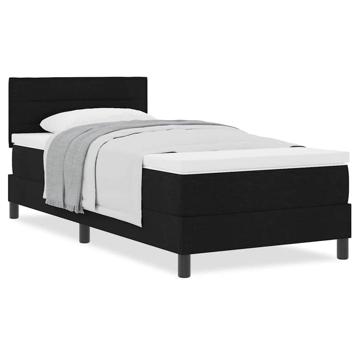 Pat boxspring cu saltea cu saltea Negru 100 x 200 cm țesătură - WALTI WALTI