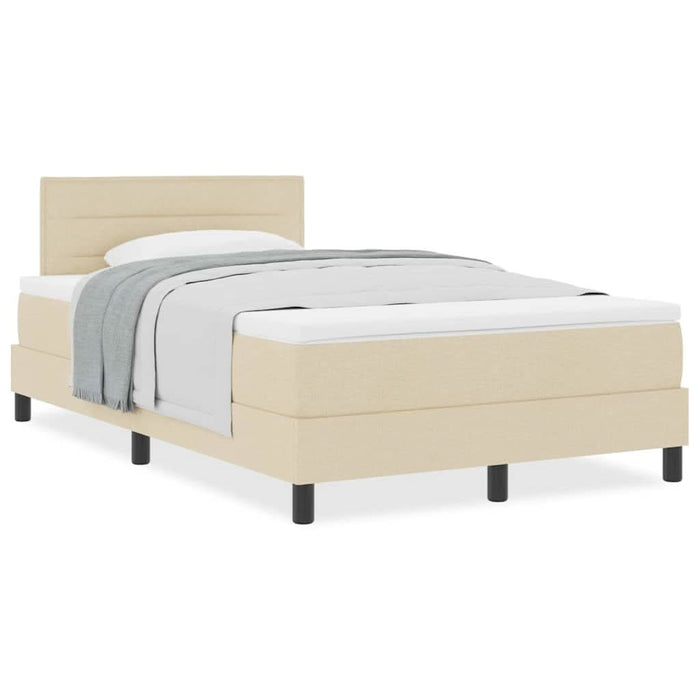 Pat boxspring cu saltea cu saltea Crem 120 x 190 cm țesătură - WALTI WALTI