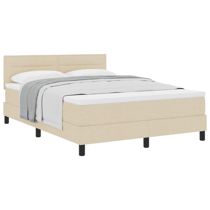 Pat cu arcuri cu saltea cu headboard Crem 140 x 190 cm țesătură - WALTI WALTI
