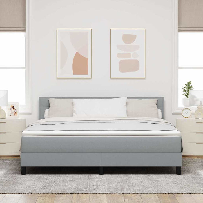 Pat cu arcuri cu headboard Gri deschis 180 x 200 cm țesătură - WALTI WALTI