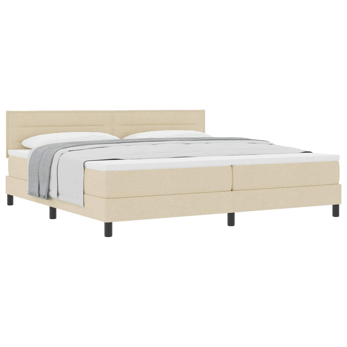 Pat cu arcuri cu saltea cu headboard Crem 200 x 200 cm țesătură - WALTI WALTI