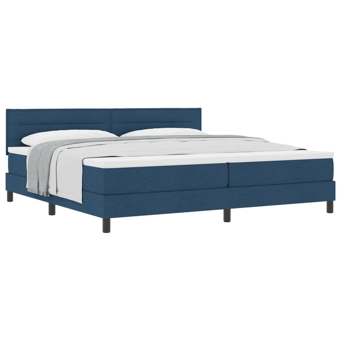 Pat cu arcuri cu headboard albastru 200 x 200 cm țesătură - WALTI WALTI
