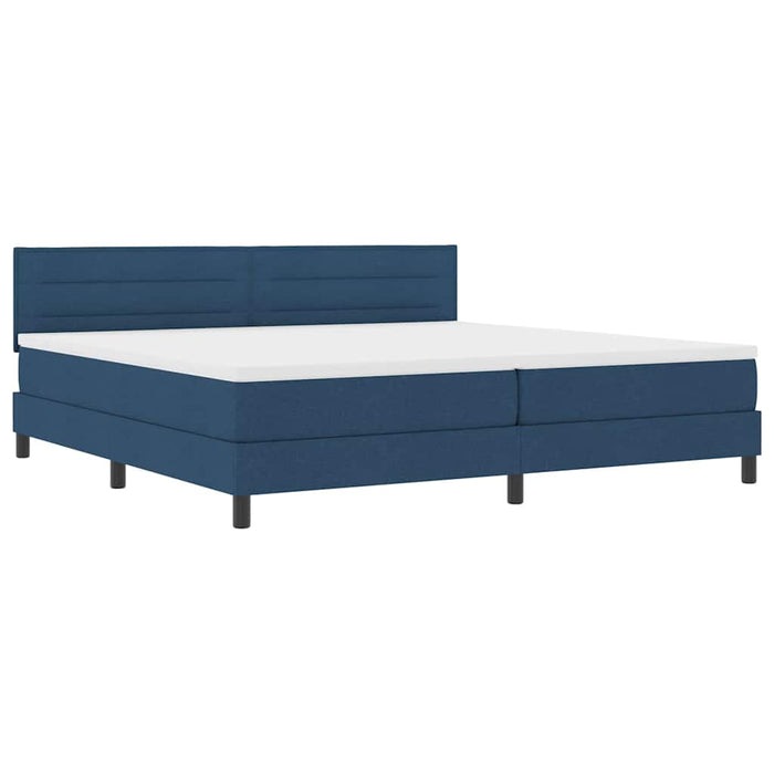 Pat cu arcuri cu headboard albastru 200 x 200 cm țesătură - WALTI WALTI