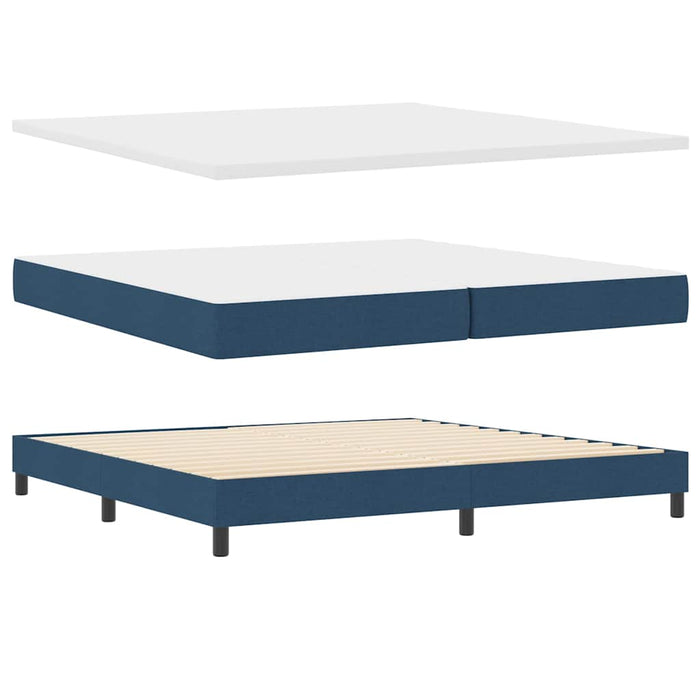 Pat cu arcuri cu headboard albastru 200 x 200 cm țesătură - WALTI WALTI