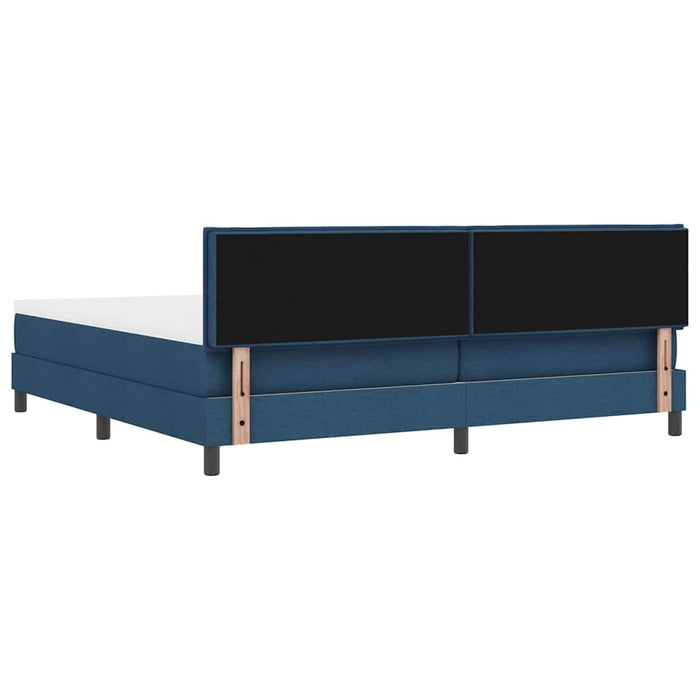 Pat cu arcuri cu headboard albastru 200 x 200 cm țesătură - WALTI WALTI