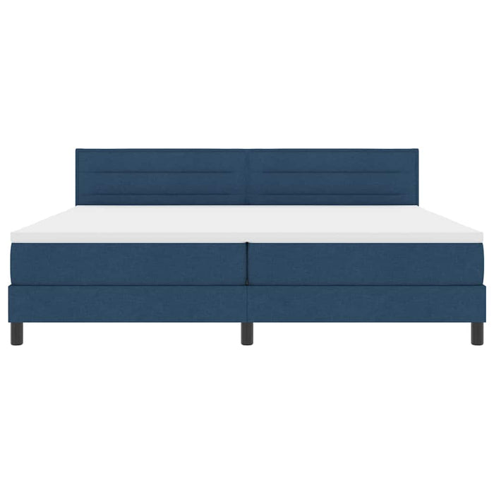 Pat cu arcuri cu headboard albastru 200 x 200 cm țesătură - WALTI WALTI
