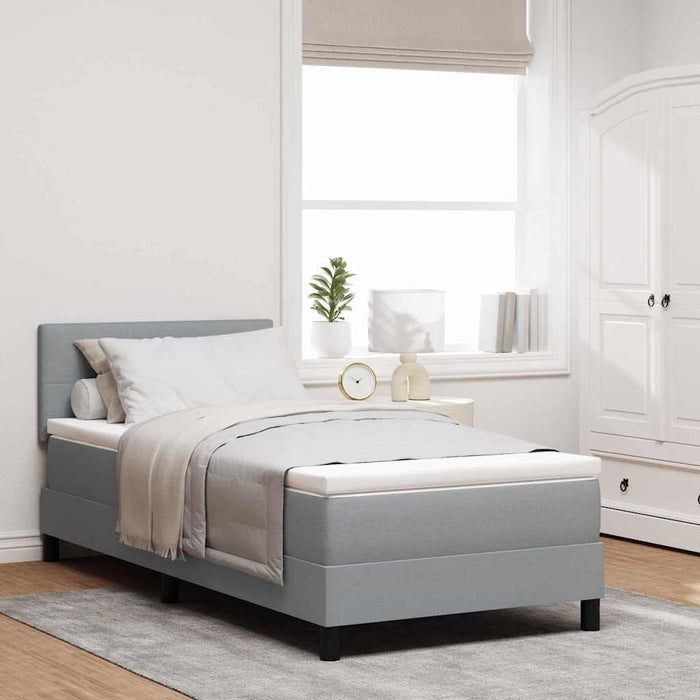 Pat cu arcuri cu headboard Gri deschis 80 x 200 cm țesătură WALTI