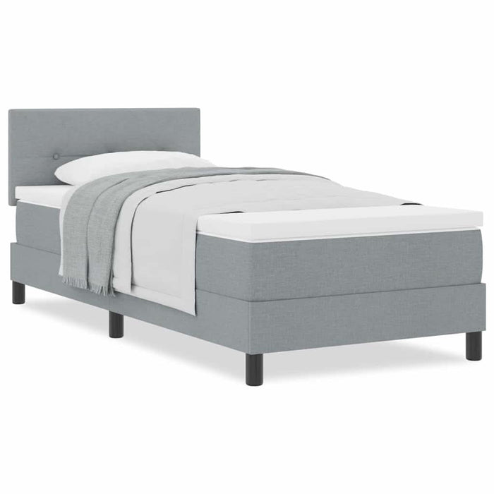 Pat boxspring cu saltea Gri deschis 90 x 190 cm țesătură - WALTI WALTI