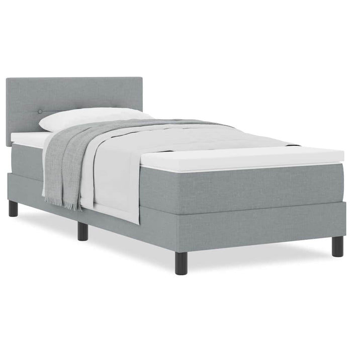 Pat boxspring cu saltea Gri deschis 90 x 200 cm țesătură - WALTI WALTI