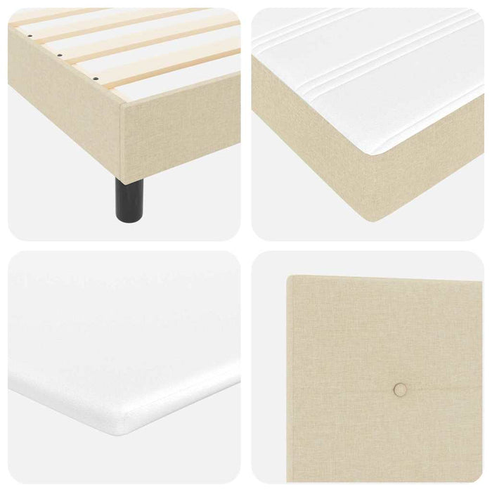Pat cu arcuri cu headboard Manual Crem 90 x 200 cm țesătură WALTI