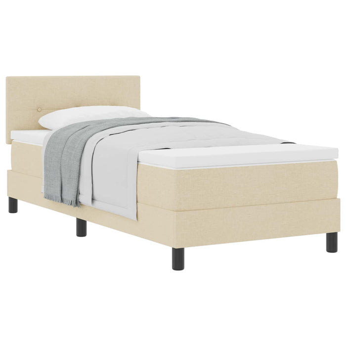 Pat cu arcuri cu headboard Manual Crem 90 x 200 cm țesătură WALTI