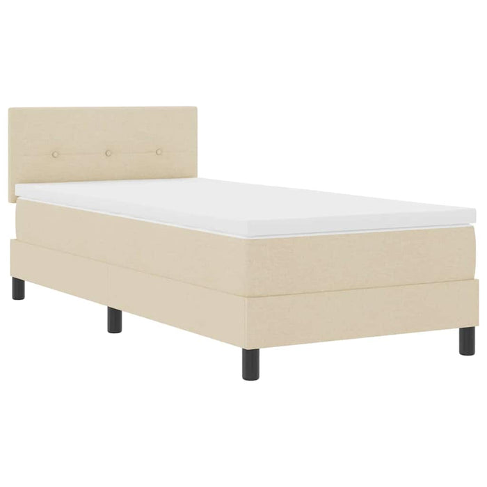 Pat cu arcuri cu headboard Manual Crem 90 x 200 cm țesătură WALTI