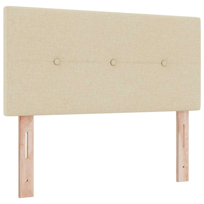 Pat cu arcuri cu headboard Manual Crem 90 x 200 cm țesătură WALTI