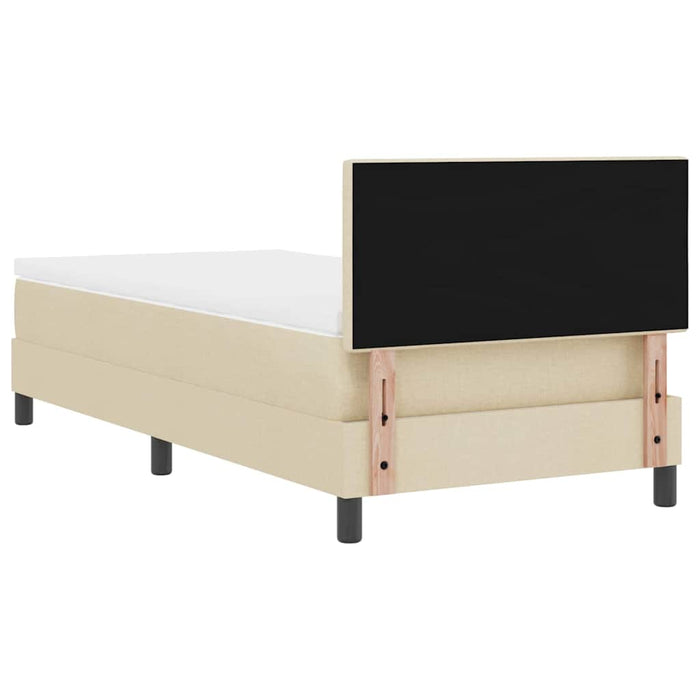 Pat cu arcuri cu headboard Manual Crem 90 x 200 cm țesătură WALTI