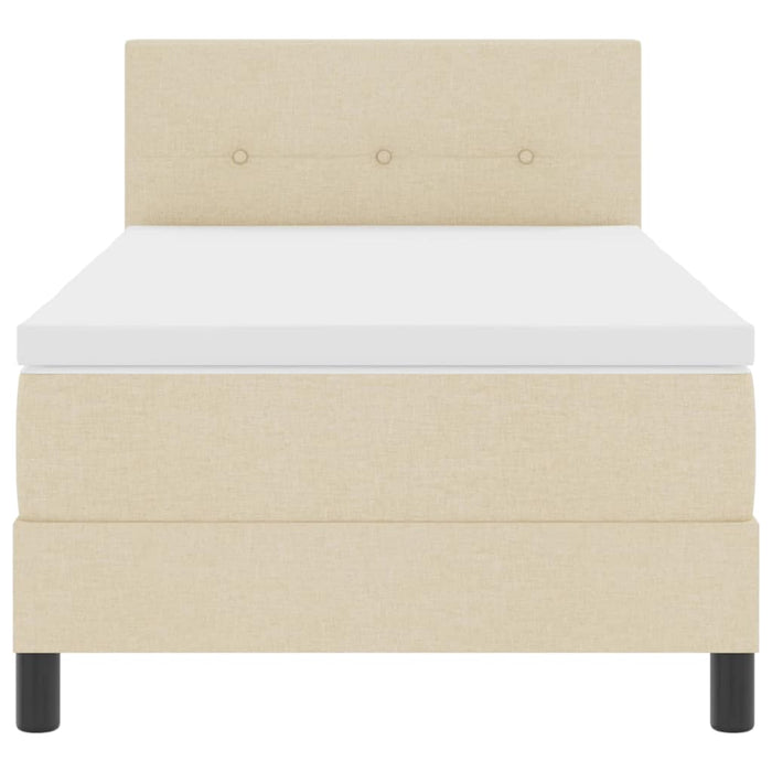 Pat cu arcuri cu headboard Manual Crem 90 x 200 cm țesătură WALTI