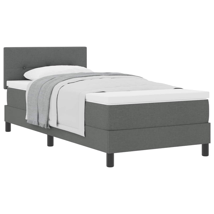 Pat cu arcuri cu headboard Gri închis 100 x 200 cm țesătură WALTI