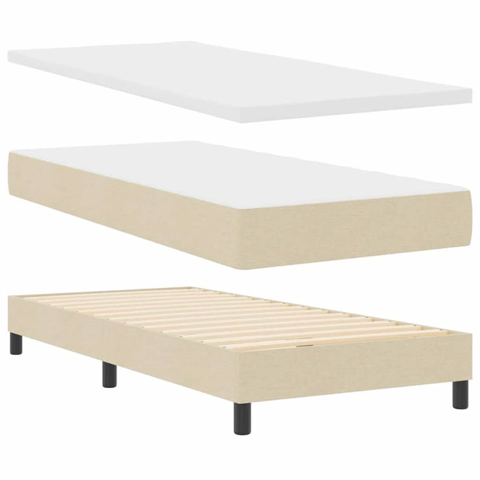 Pat cu arcuri cu headboard Manual Crem 100 x 200 cm țesătură WALTI