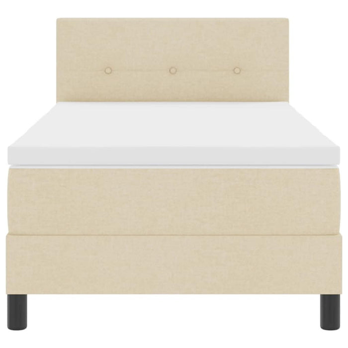 Pat cu arcuri cu headboard Manual Crem 100 x 200 cm țesătură WALTI
