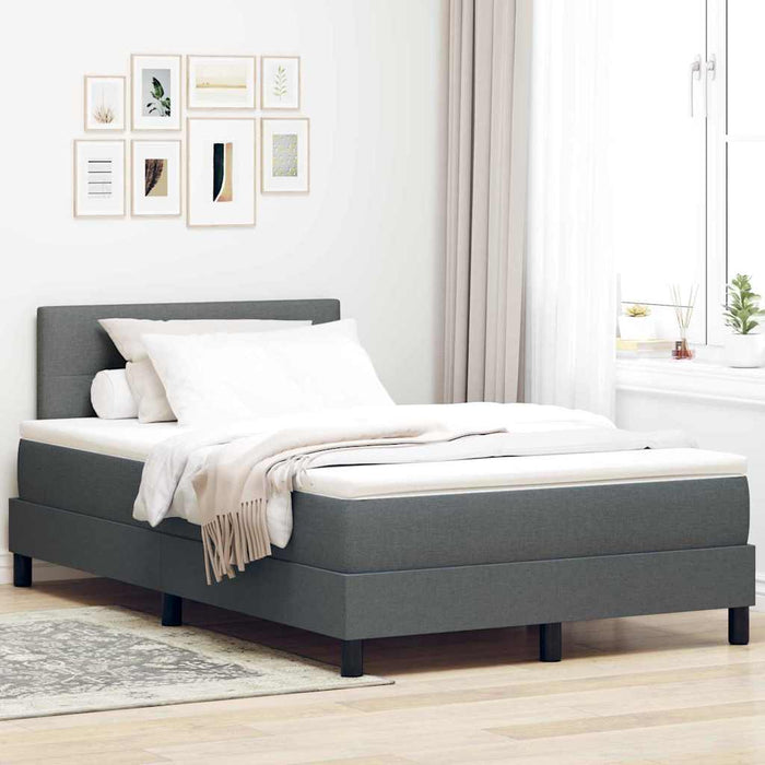 Pat cu arcuri cu headboard Gri închis 120 x 190 cm țesătură WALTI