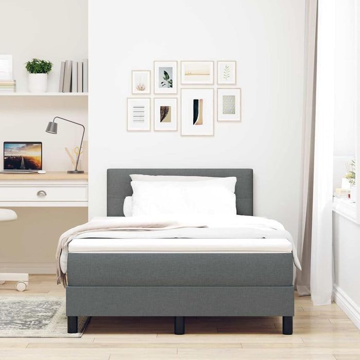 Pat cu arcuri cu headboard Gri închis 120 x 190 cm țesătură WALTI