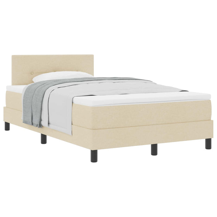 Pat cu arcuri cu headboard Manual Crem 120 x 190 cm țesătură WALTI
