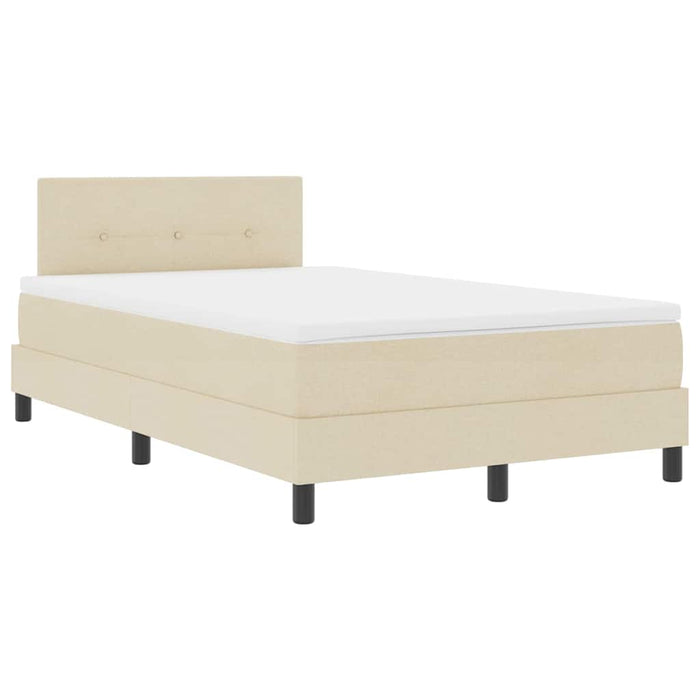 Pat cu arcuri cu headboard Manual Crem 120 x 190 cm țesătură WALTI