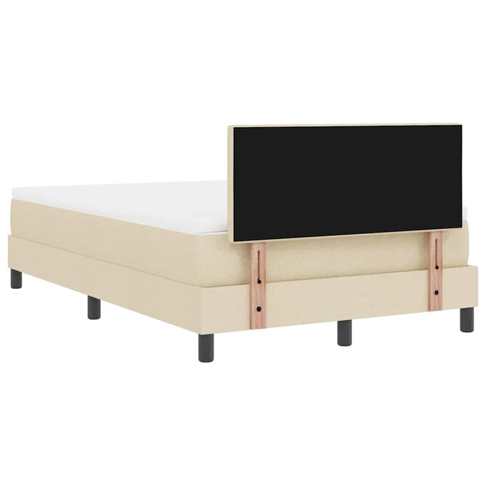 Pat cu arcuri cu headboard Manual Crem 120 x 190 cm țesătură WALTI